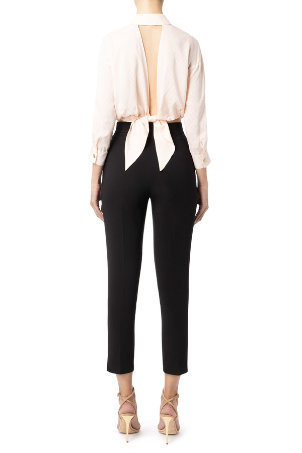 Chemise crop en viscose imprimée - Elisabetta Franchi® Outlet