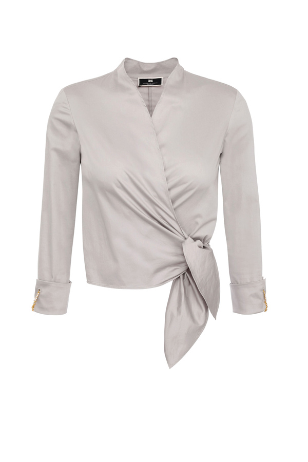 Shrug blouse with maxi bow - Elisabetta Franchi® Outlet