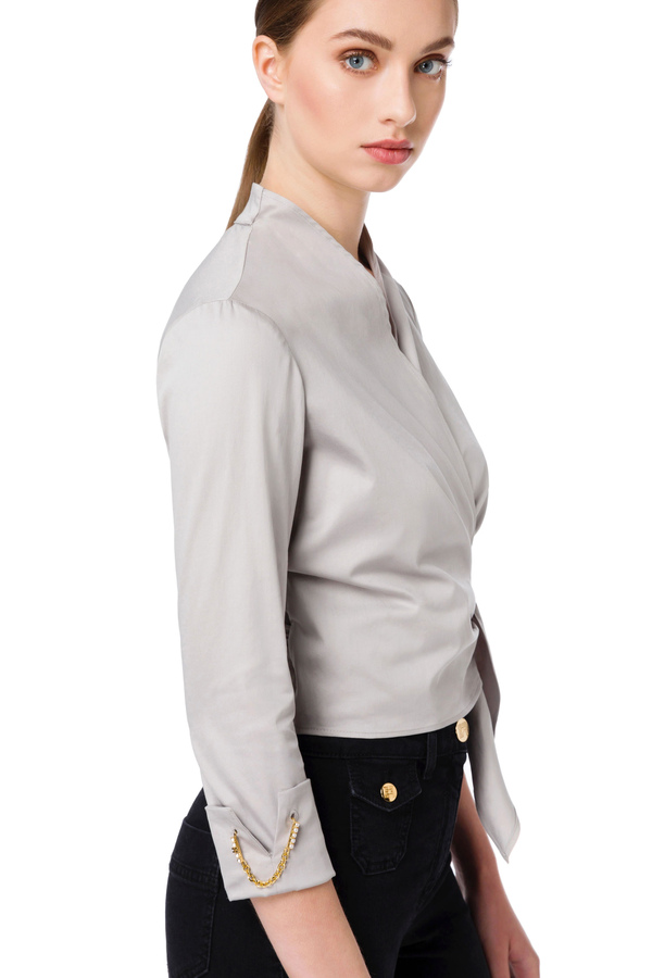 Shrug blouse with maxi bow - Elisabetta Franchi® Outlet
