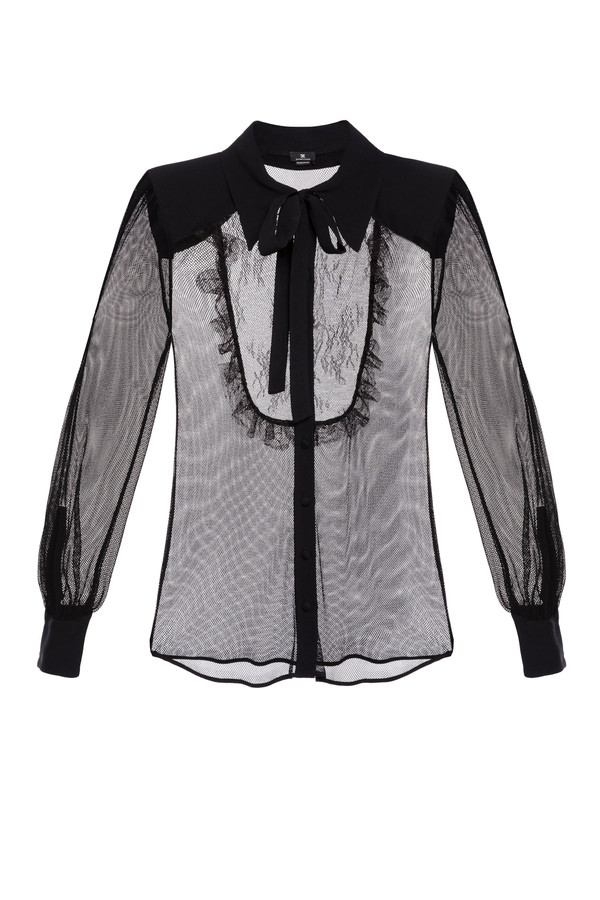 Transparent shirt in micro mesh - Elisabetta Franchi® Outlet