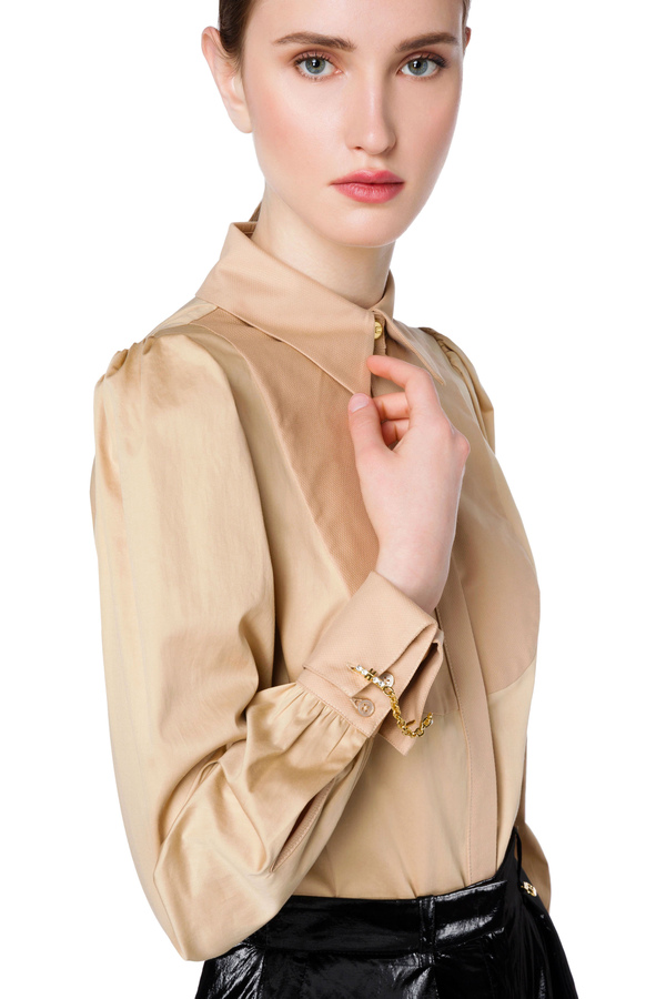 Silk blouse with tuxedo style bib - Elisabetta Franchi® Outlet