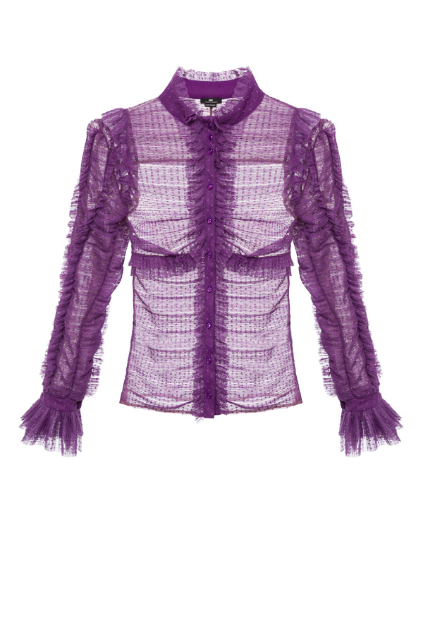 Draped blouse with ruffles - Elisabetta Franchi® Outlet