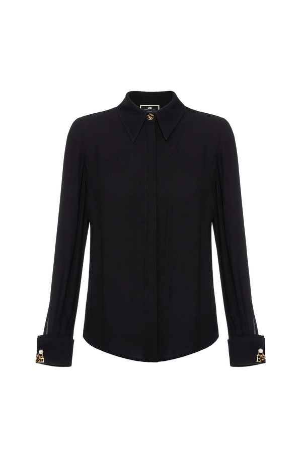 Gerade geschnittenes Georgette-Hemd - Elisabetta Franchi® Outlet