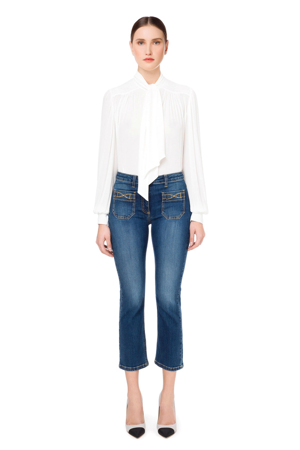 Silk blouse with long sleeves - Elisabetta Franchi® Outlet
