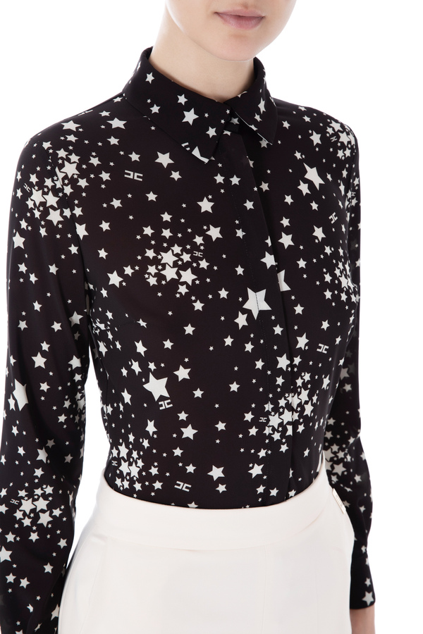 Blouse with light gold buttons - Elisabetta Franchi® Outlet
