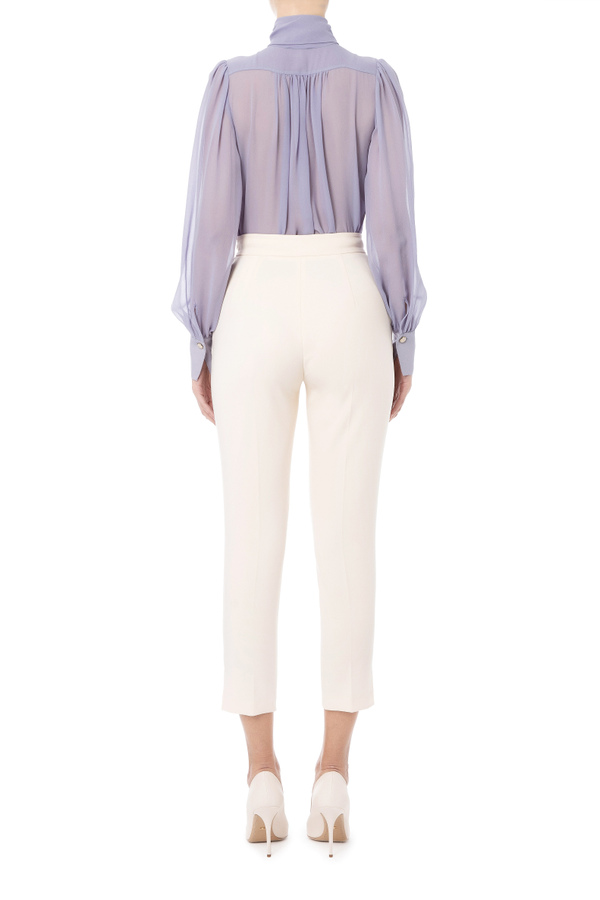 Blouse in georgette fabric with bow by Elisabetta Franchi - Elisabetta Franchi® Outlet