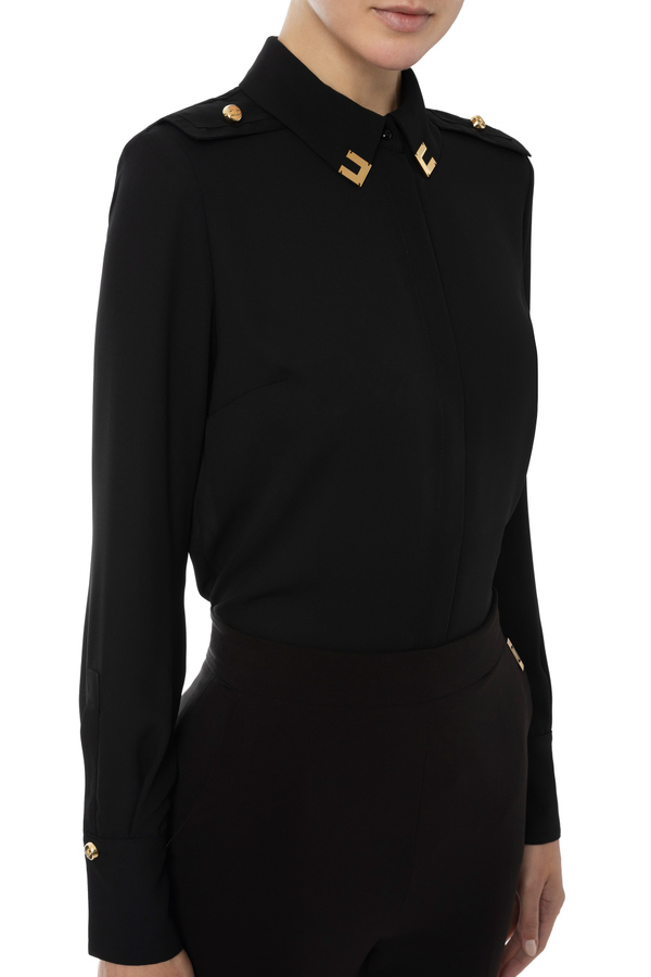 Elisabetta Franchi blouse with logoed collar - Elisabetta Franchi® Outlet