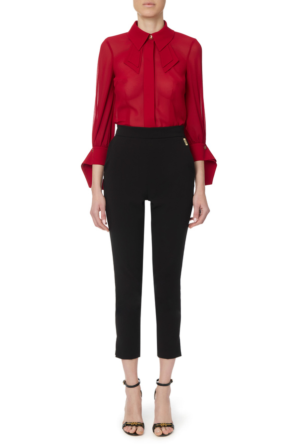 Shirt with ruffle tie - Elisabetta Franchi® Outlet