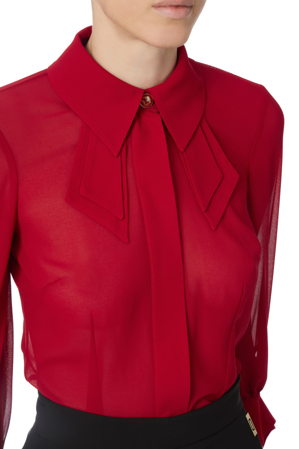 Shirt with ruffle tie - Elisabetta Franchi® Outlet