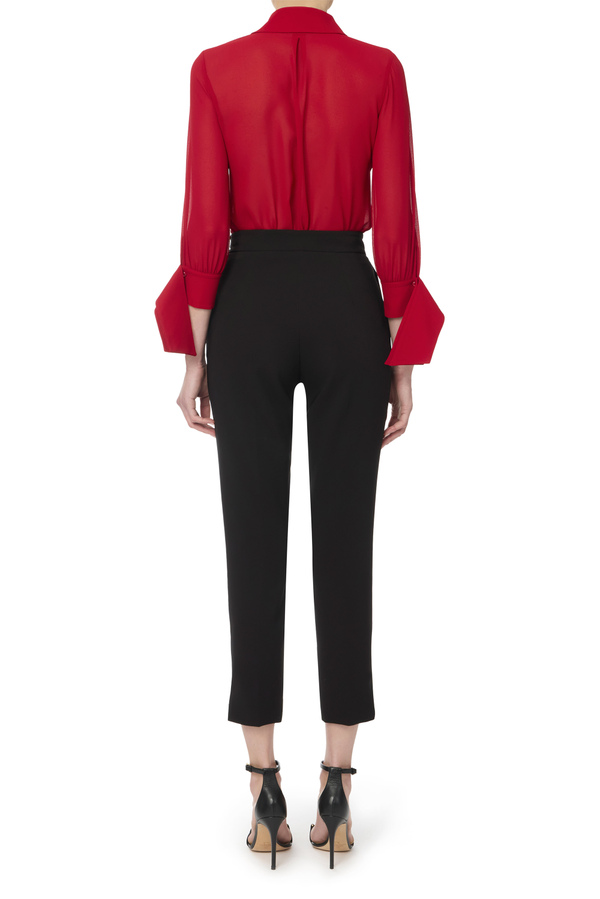 Shirt with ruffle tie - Elisabetta Franchi® Outlet