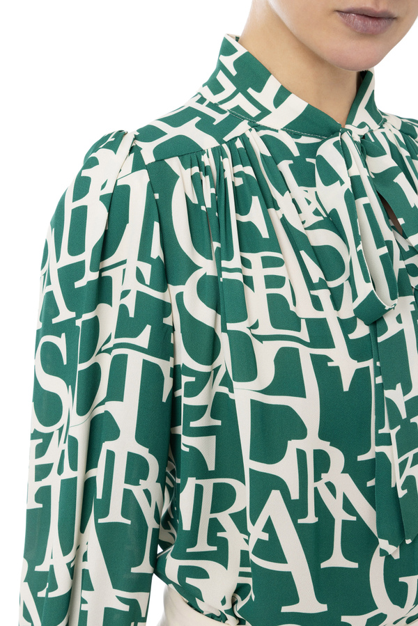 Camicia in stampa logo con foulard - Elisabetta Franchi® Outlet