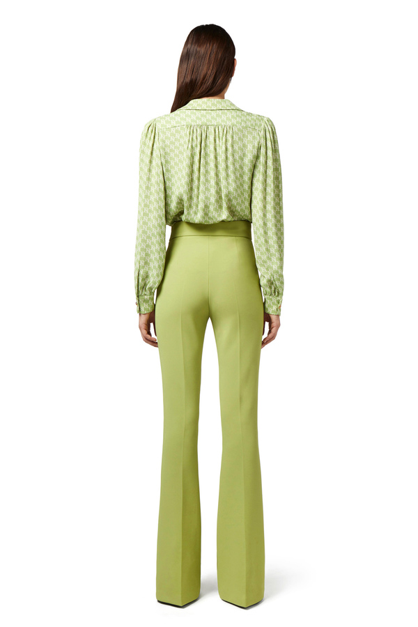 Hemdbluse aus Viskose-Georgette mit Logo-Print und Kragen-Accessoire - Elisabetta Franchi® Outlet