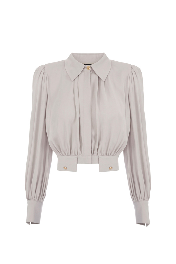 Cropped blouse in viscose georgette fabric - Elisabetta Franchi® Outlet