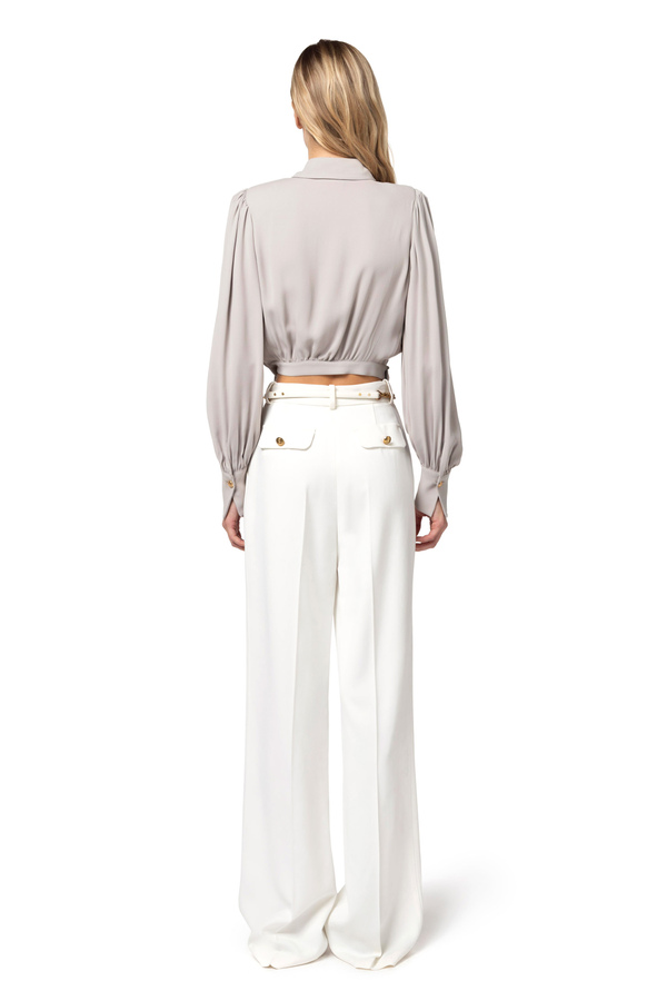 Cropped blouse in viscose georgette fabric - Elisabetta Franchi® Outlet