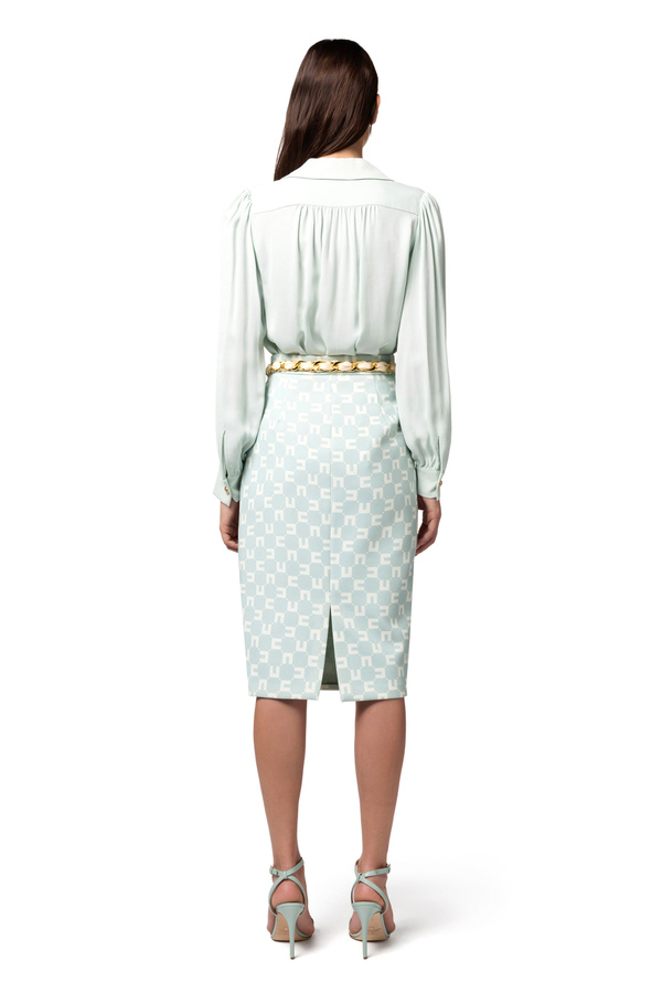 Chemise en georgette de viscose avec accessoire sur le col - Elisabetta Franchi® Outlet