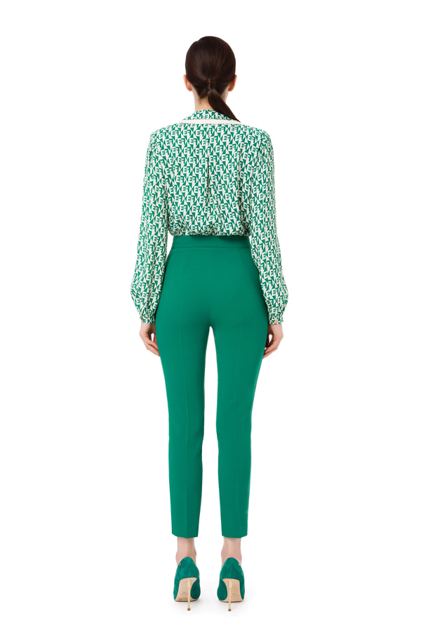 Crossover bodysuit-style shirt with diamond print - Elisabetta Franchi® Outlet