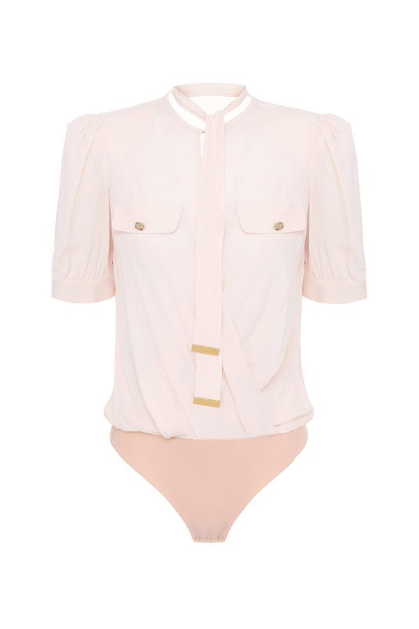 Fluid viscose georgette bodysuit shirt - Elisabetta Franchi® Outlet