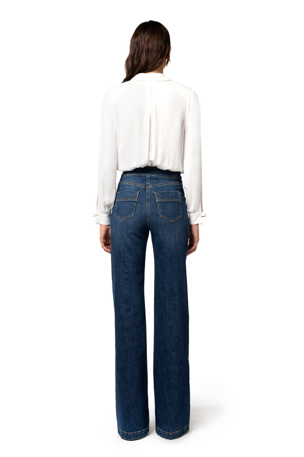 Crossover bodysuit-style blouse in viscose georgette fabric with cufflink - Elisabetta Franchi® Outlet