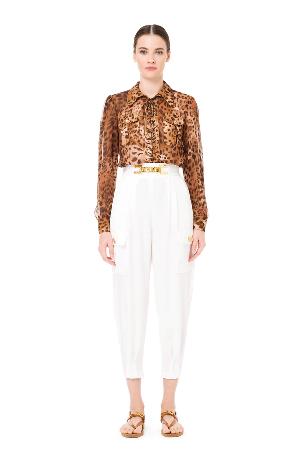 Bodysuit-style blouse with spotted print - Elisabetta Franchi® Outlet