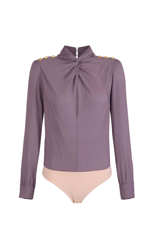 Chemise body en viscose avec boutons - Elisabetta Franchi® Outlet