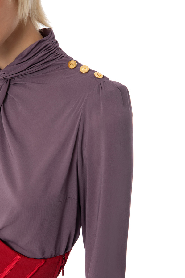 Camisa body de viscosa con botones - Elisabetta Franchi® Outlet