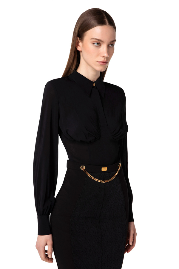 Camisa body de viscosa con corte corsé - Elisabetta Franchi® Outlet