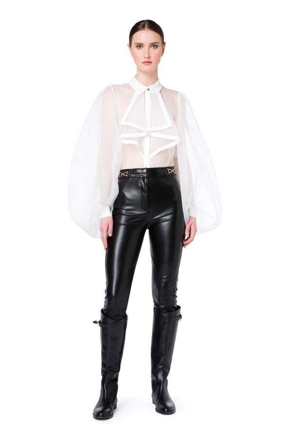 Elisabetta Franchi bodysuit-style blouse in organza fabric - Elisabetta Franchi® Outlet