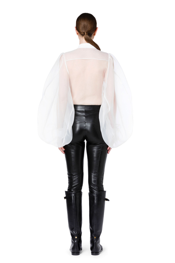 Elisabetta Franchi bodysuit-style blouse in organza fabric - Elisabetta Franchi® Outlet