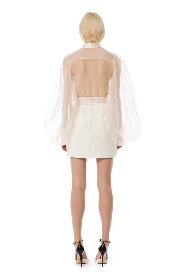 Blusenbody aus Organza mit besticktem Plastron - Elisabetta Franchi® Outlet