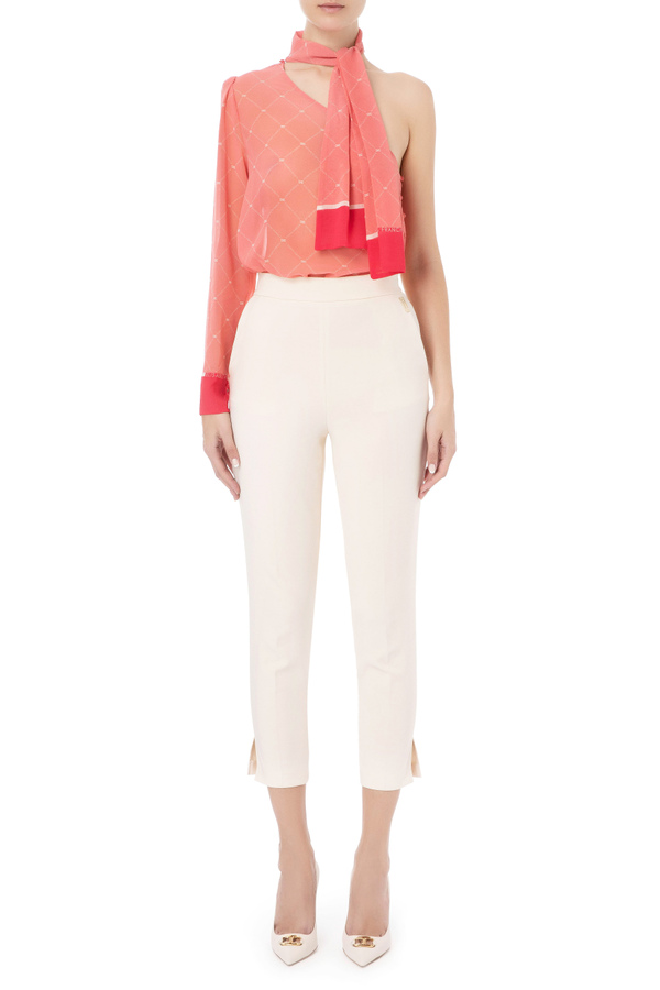 Crossover bodysuit-style blouse with bow - Elisabetta Franchi® Outlet