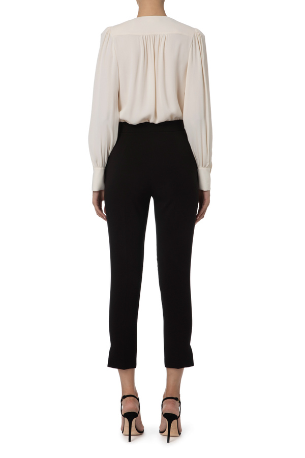 Draped bodysuit-style blouse in georgette fabric - Elisabetta Franchi® Outlet
