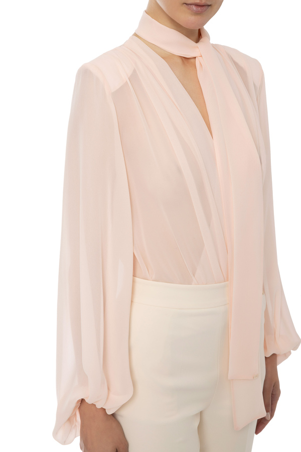 Bodysuit shirt with maxi sleeves - Elisabetta Franchi® Outlet