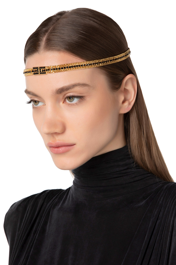 Shiny gold galvanic hair band - Elisabetta Franchi® Outlet