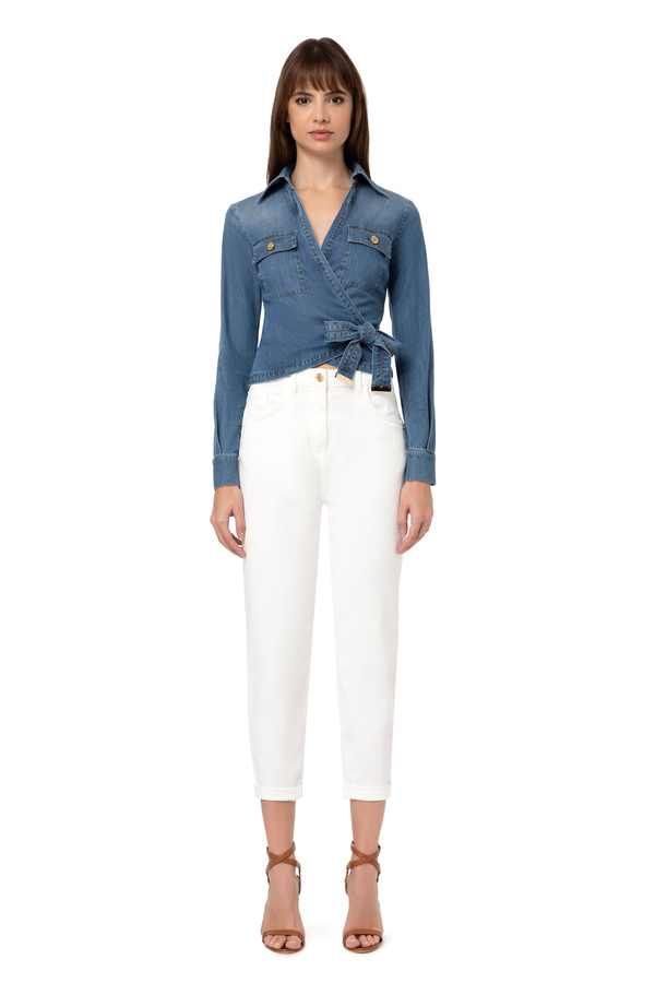 Crossover shirt with collar - Elisabetta Franchi® Outlet