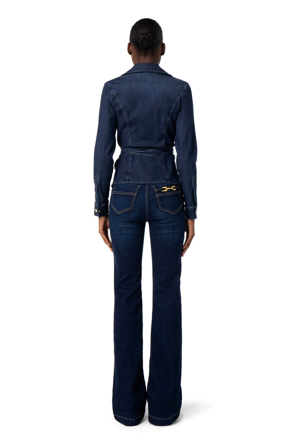 Chemise en jean avec ceinture à nouer - Elisabetta Franchi® Outlet