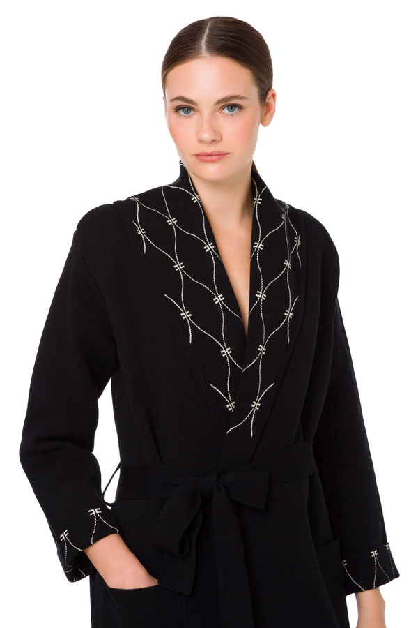 Jacquard coat with diamond print - Elisabetta Franchi® Outlet
