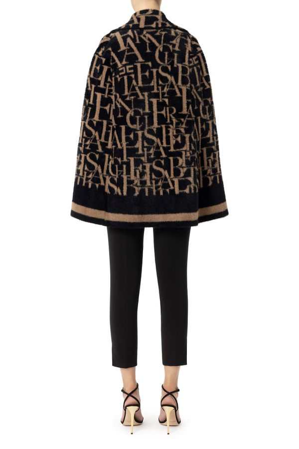 Double-breasted cape with lettering pattern - Elisabetta Franchi® Outlet
