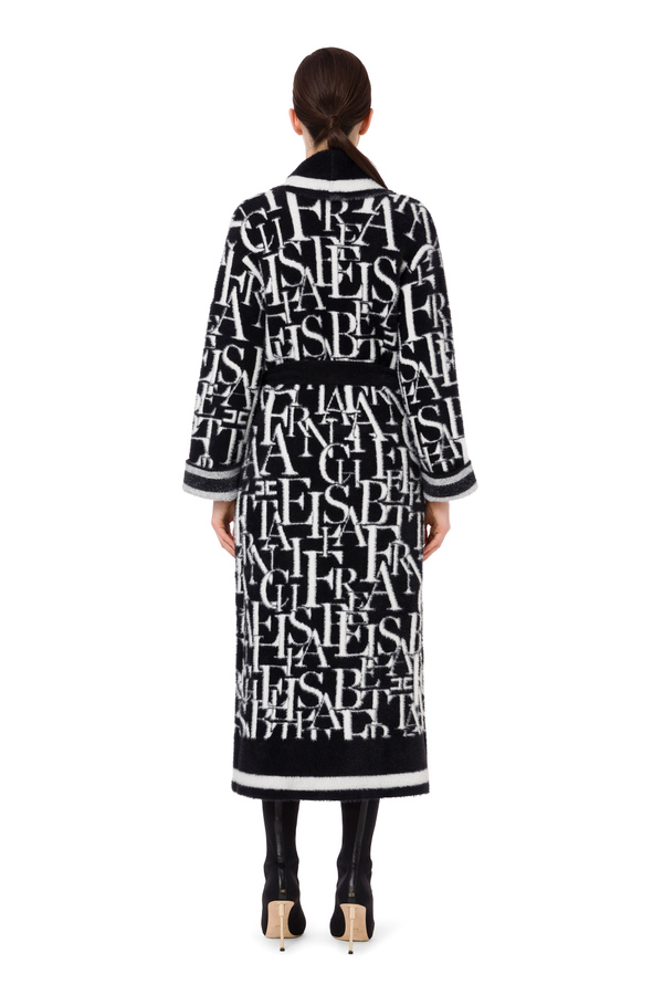 Knit coat with lettering pattern - Elisabetta Franchi® Outlet