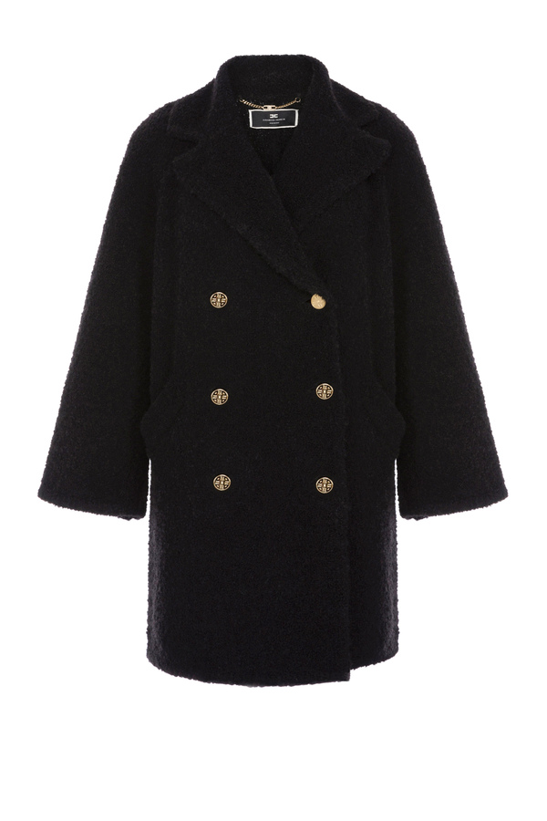 Manteau en tricot bouclé à double boutonnage - Elisabetta Franchi® Outlet