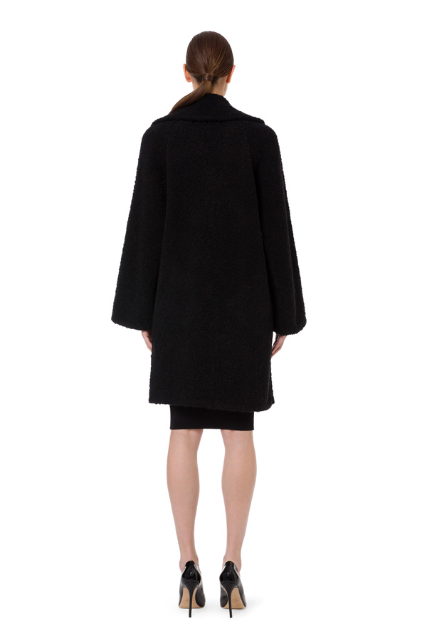 Zweireihiger Mantel aus Bouclé-Strick - Elisabetta Franchi® Outlet