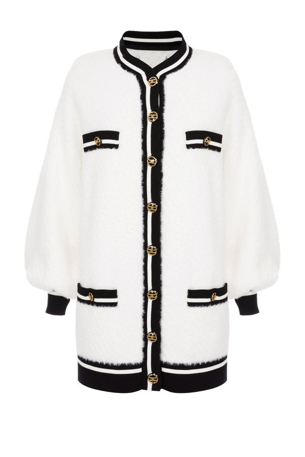 Cappotto in maglia con bordi a contrasto - Elisabetta Franchi® Outlet