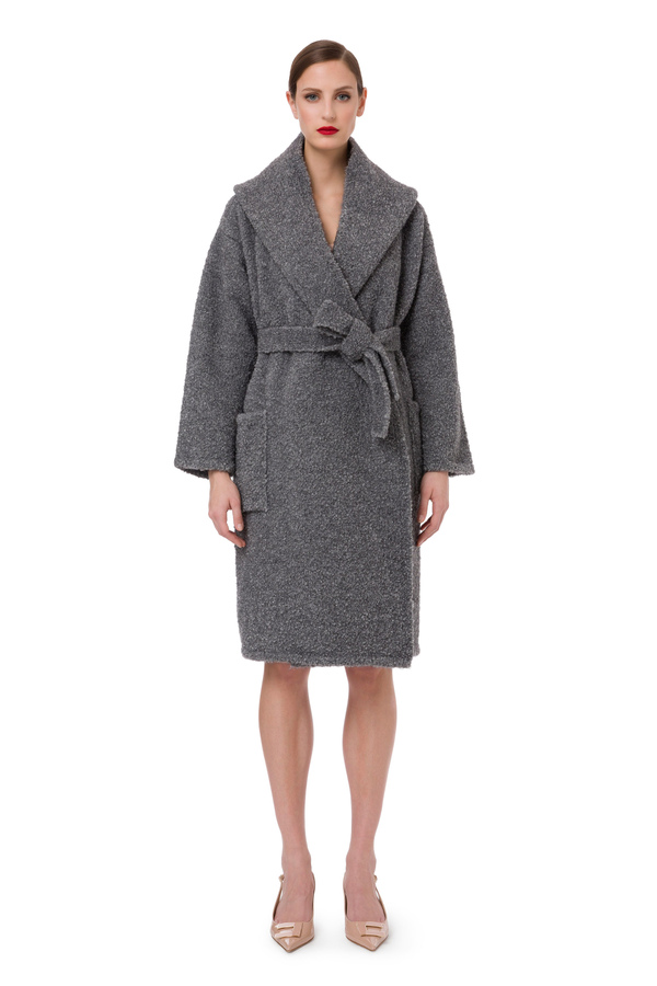 Bouclé knit dressing gown style coat - Elisabetta Franchi® Outlet