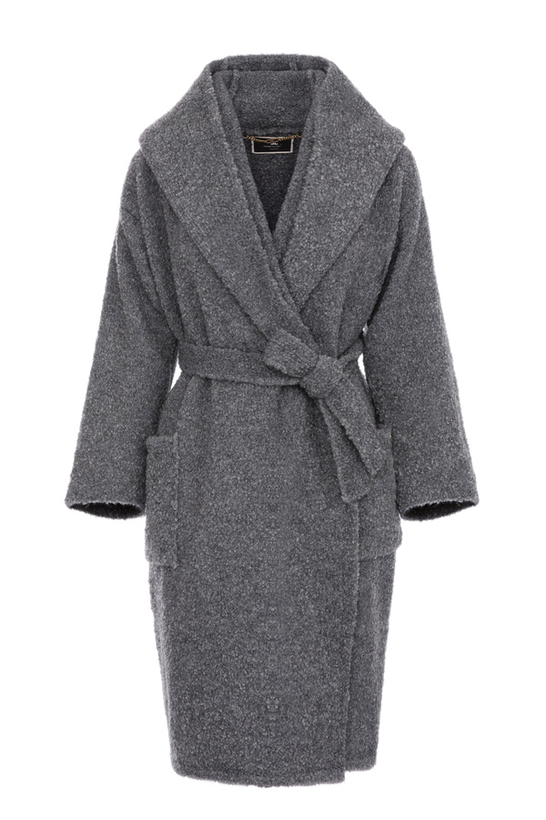 Bouclé knit dressing gown style coat - Elisabetta Franchi® Outlet