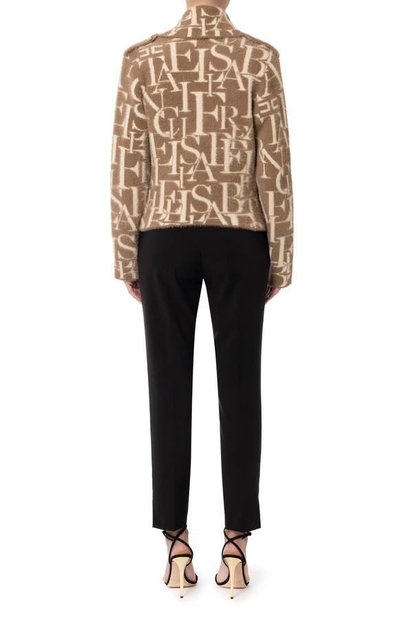 Knit biker’s jacket with lettering pattern - Elisabetta Franchi® Outlet