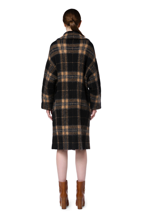 Jacquard coat with check print - Elisabetta Franchi® Outlet