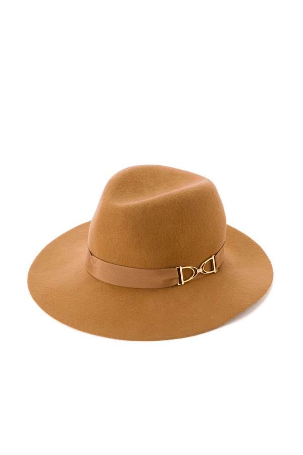 Cappello in feltro con morsetto logo - Elisabetta Franchi® Outlet