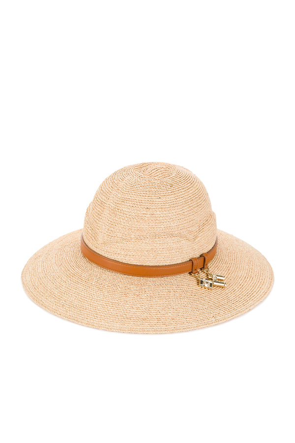 Raffia wide-brimmed hat with charm - Elisabetta Franchi® Outlet