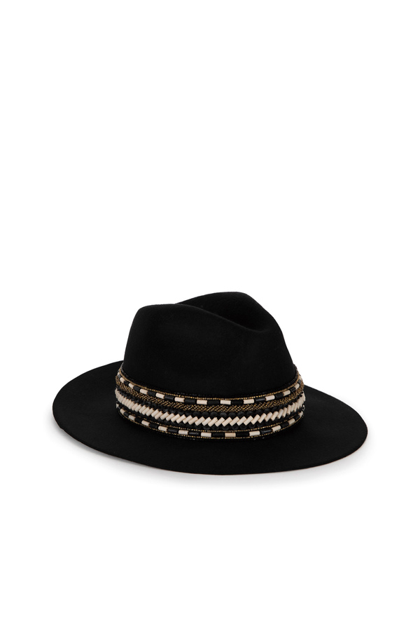 Wool felt hat with narrow brim - Elisabetta Franchi® Outlet