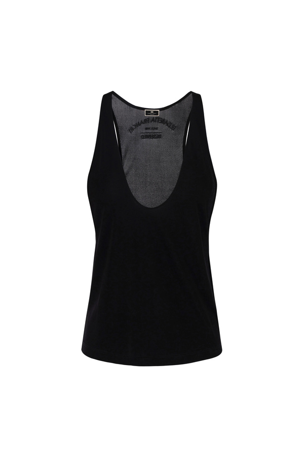 Top in jersey con ricamo logo - Elisabetta Franchi® Outlet