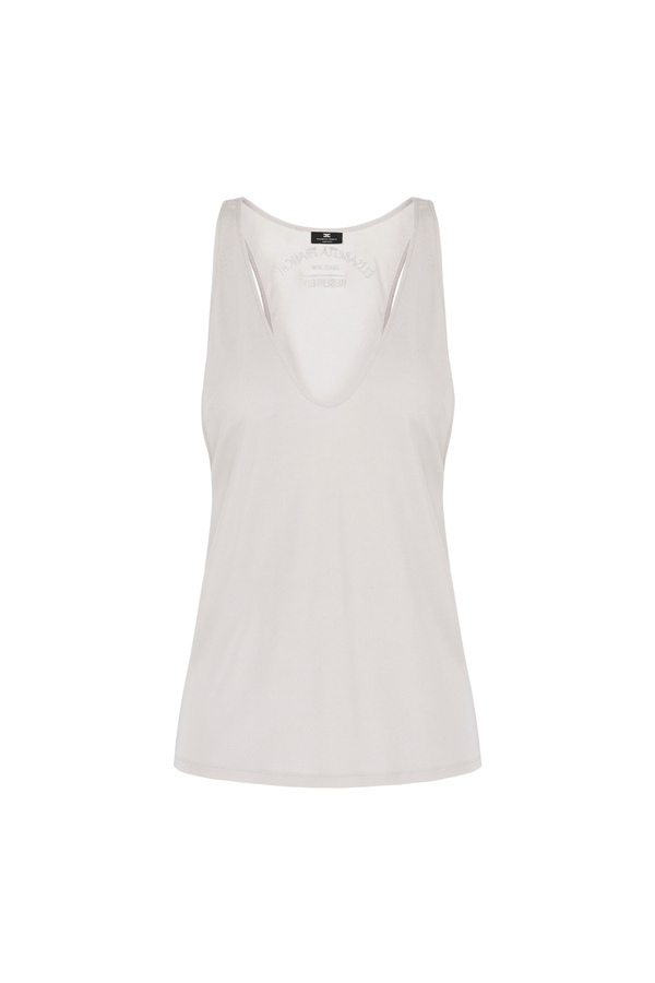 Top in jersey con ricamo logo - Elisabetta Franchi® Outlet